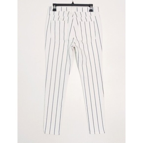 Banana Republic Women's Striped Mid Rise Skinny Denim Jeans Size 29 Ecru White - Picture 2 of 5